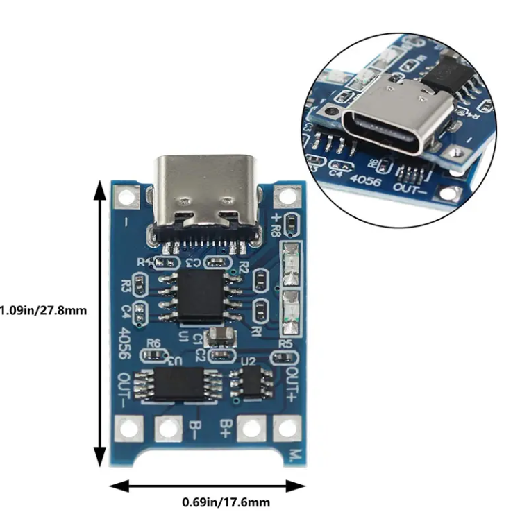 2Pcs TP4056 C-Type 18650 Lithium-ion Battery Charging Module with Inbuilt BMS and Indicator - Image 4