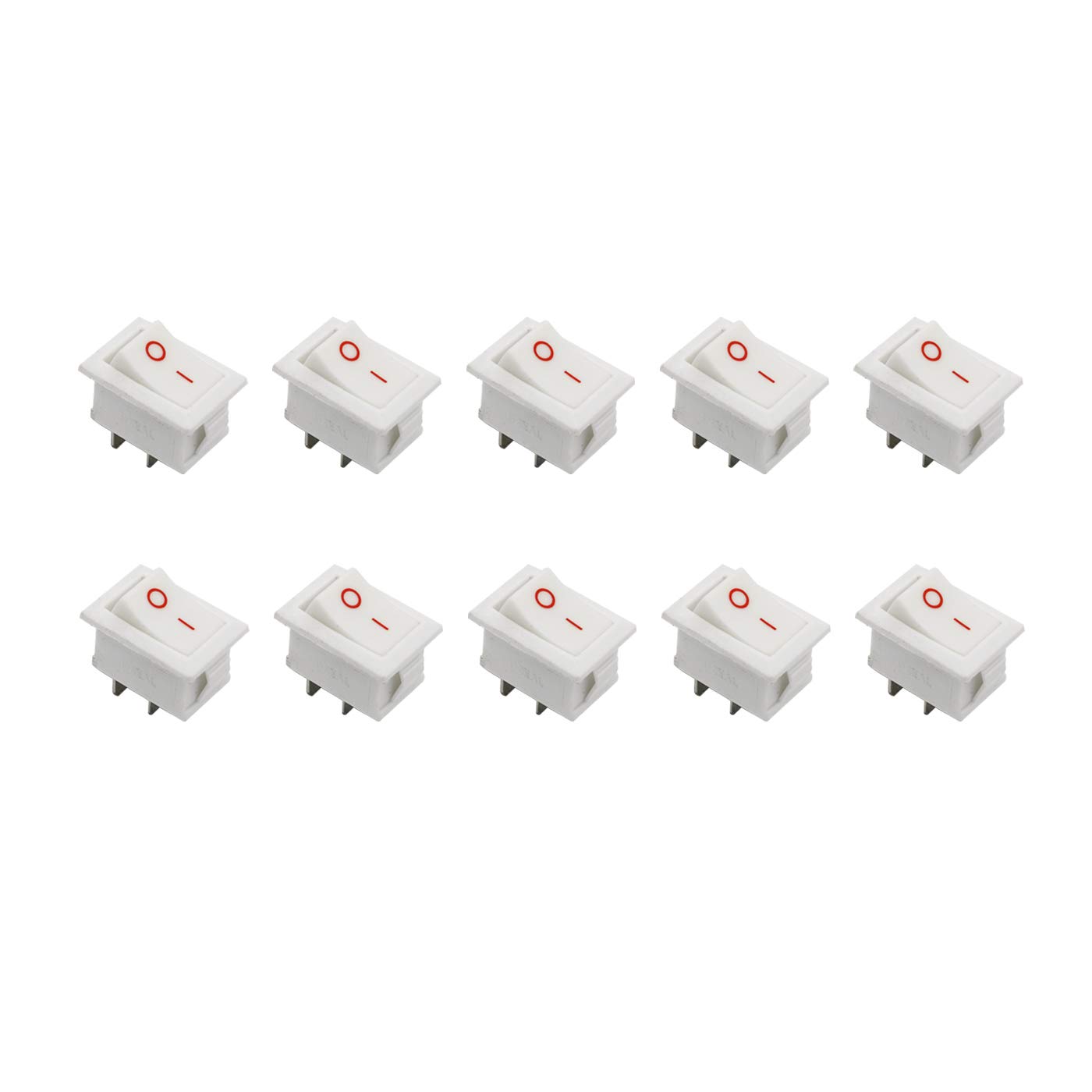 Small Mini Boat Snap-in 2-Pin WHITE Plastic On/Off Rocker Switch Button PACK OF 10
