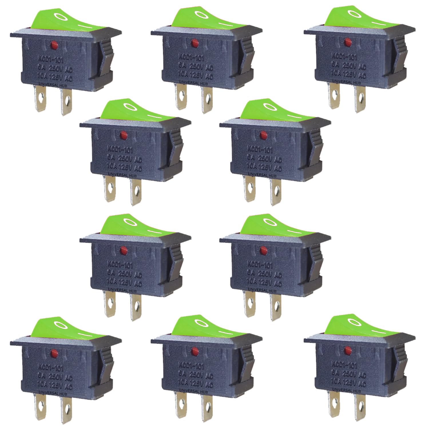 10PCS 2 Pin GREEN SPST On/Off Switch for Electronic Circuits, PCB Projects and Experiments