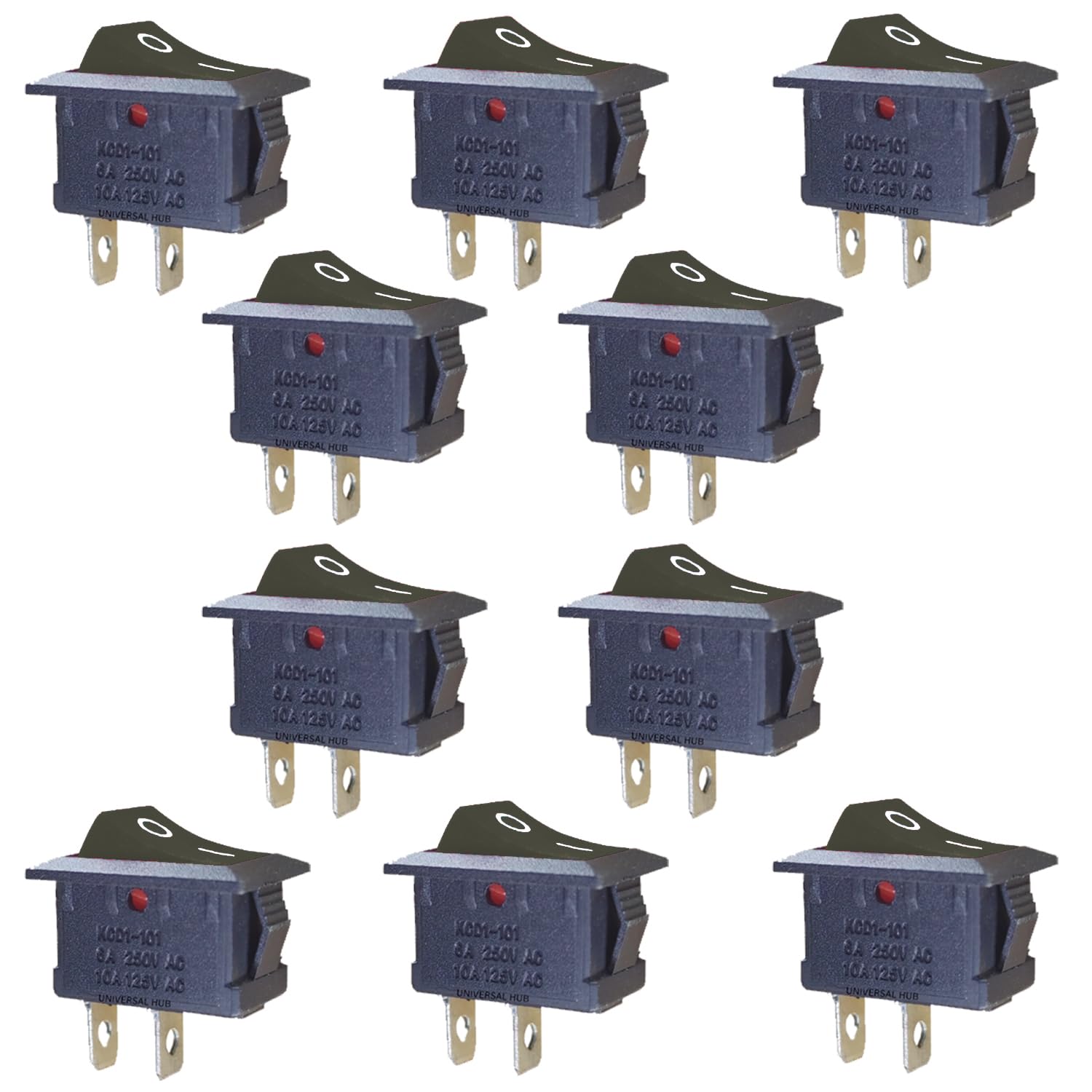 PACK OF 10 2Pin BLACK SPST On/Off Switch for Electronic Circuits, PCB Projects and Experiments