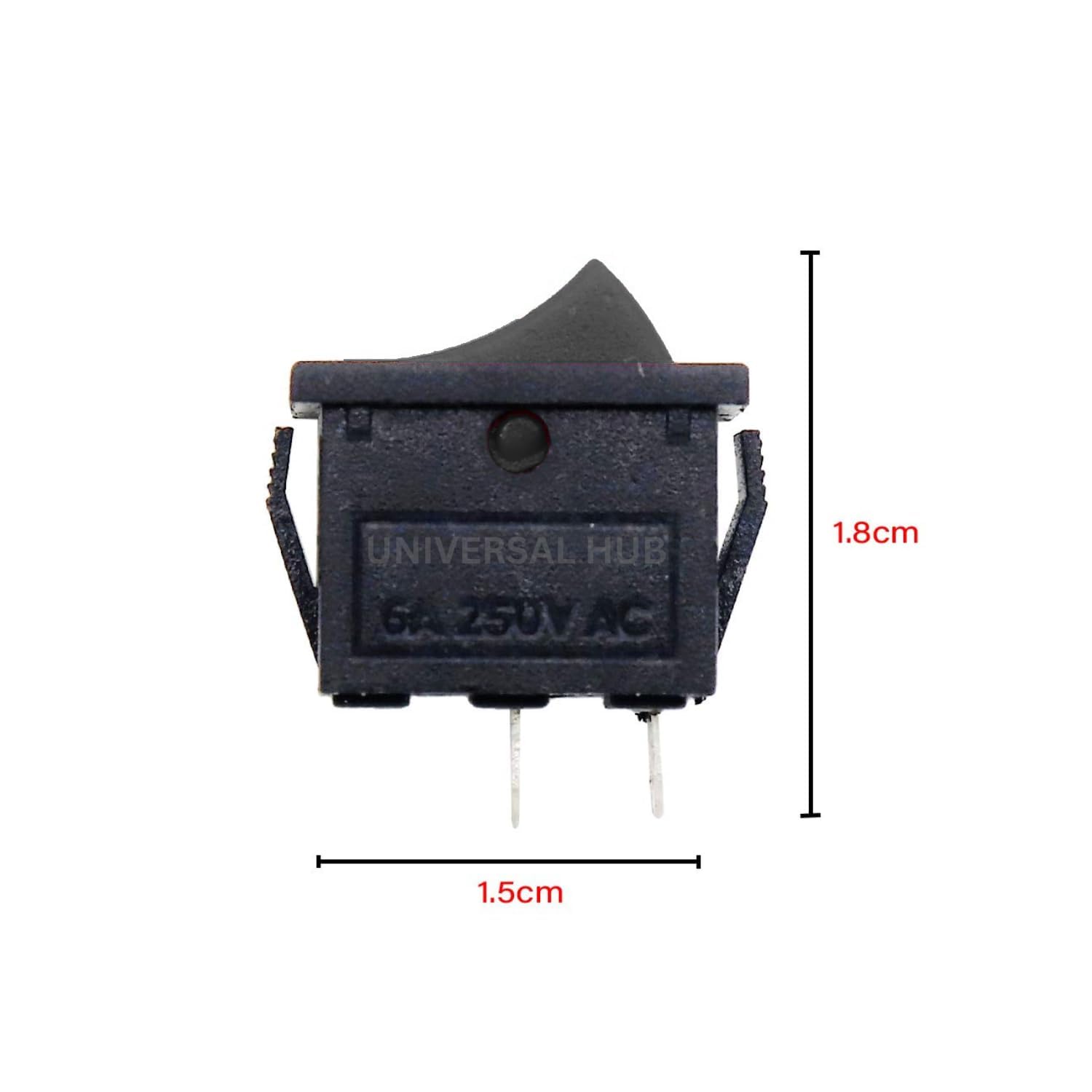 UNIVERSAL HUB 10PCS 2PIN BLACK ROCKER Switch For Electronic DIY Project And Science Experment Kit - Image 2