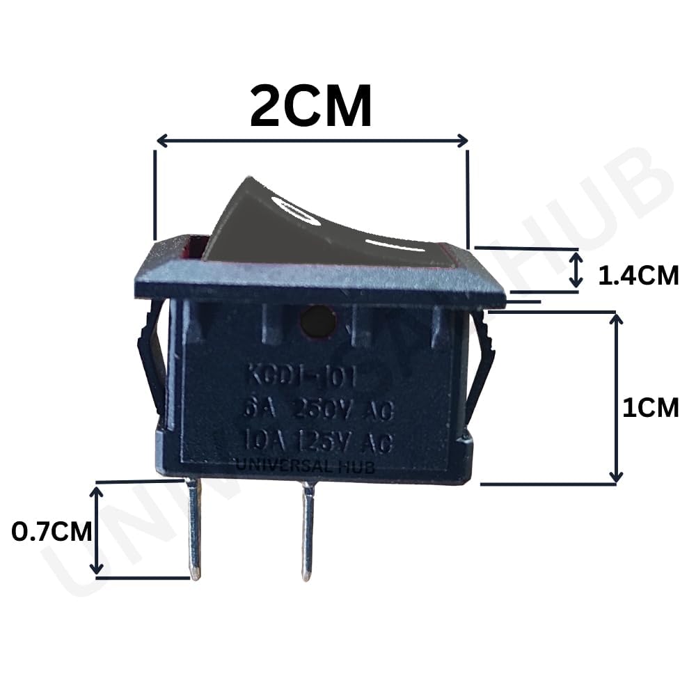 UNIVERSAL HUB 10PCS 2PIN BLACK ROCKER Switch For Electronic DIY Project And Science Experment Kit - Image 5