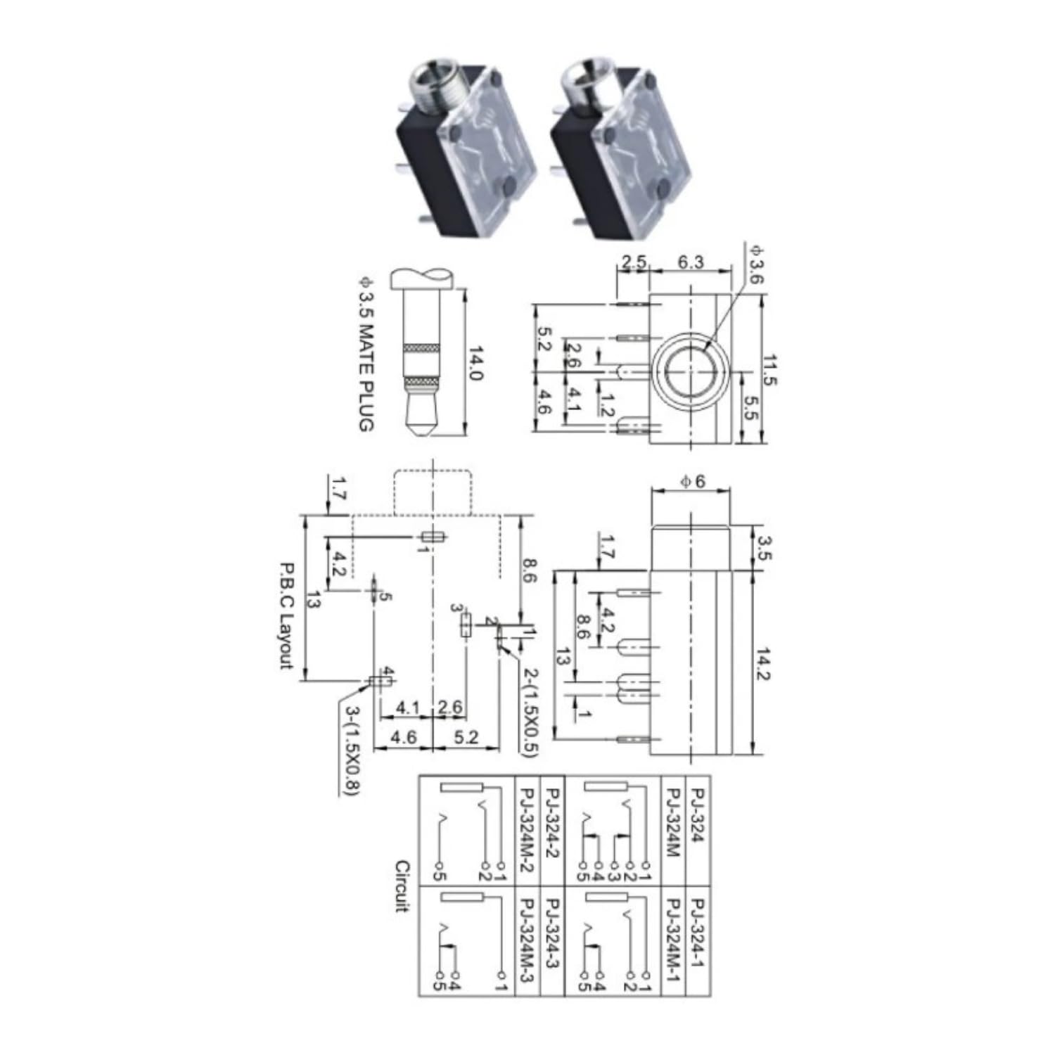 UNIVERSAL HUB 10PIECES 3.5mm Female Stereo Audio Socket Headphone Jack Connector 5 Pin PCB Mount - Image 2