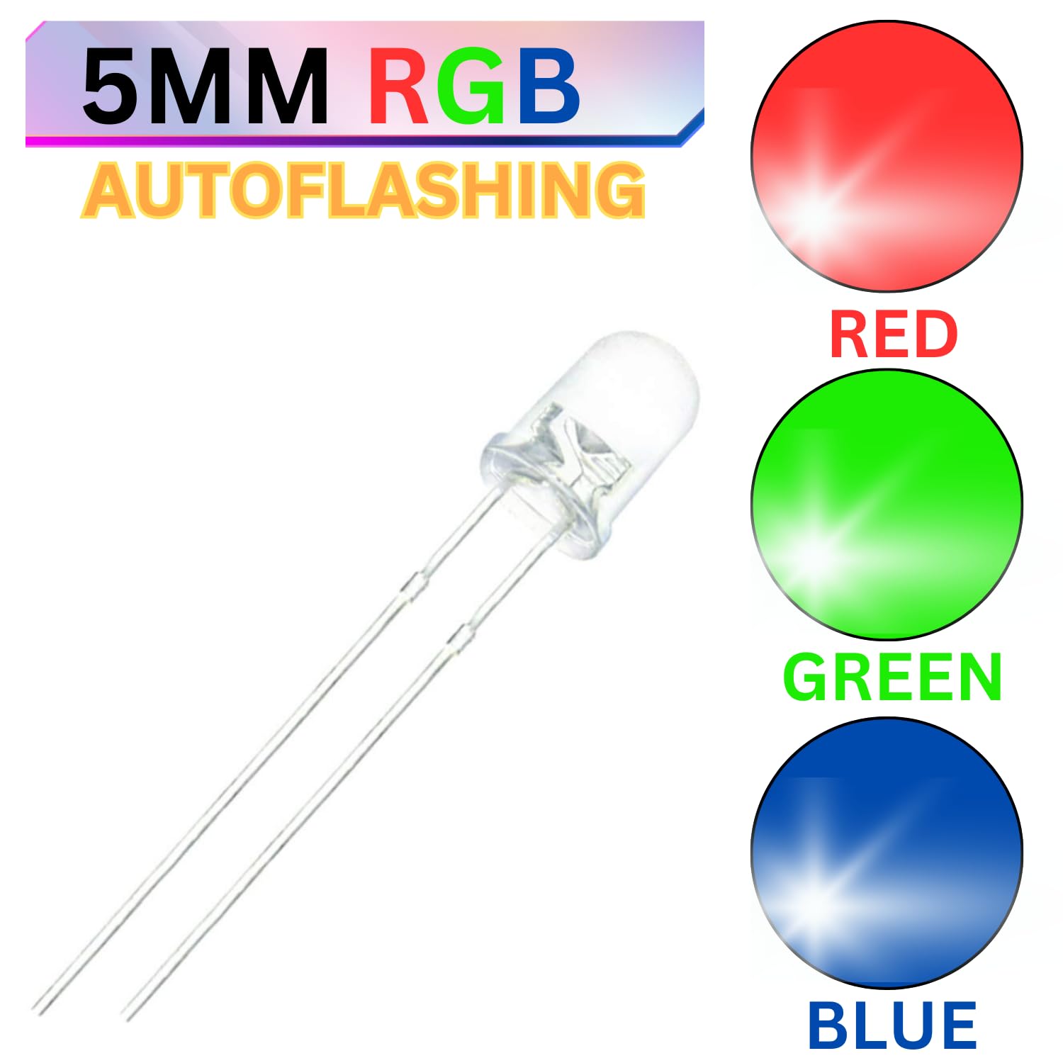UNIVERSAL HUB 5MM RGB Multicolor Slow Flashing Automatic Color Changing Led (100) - Image 2