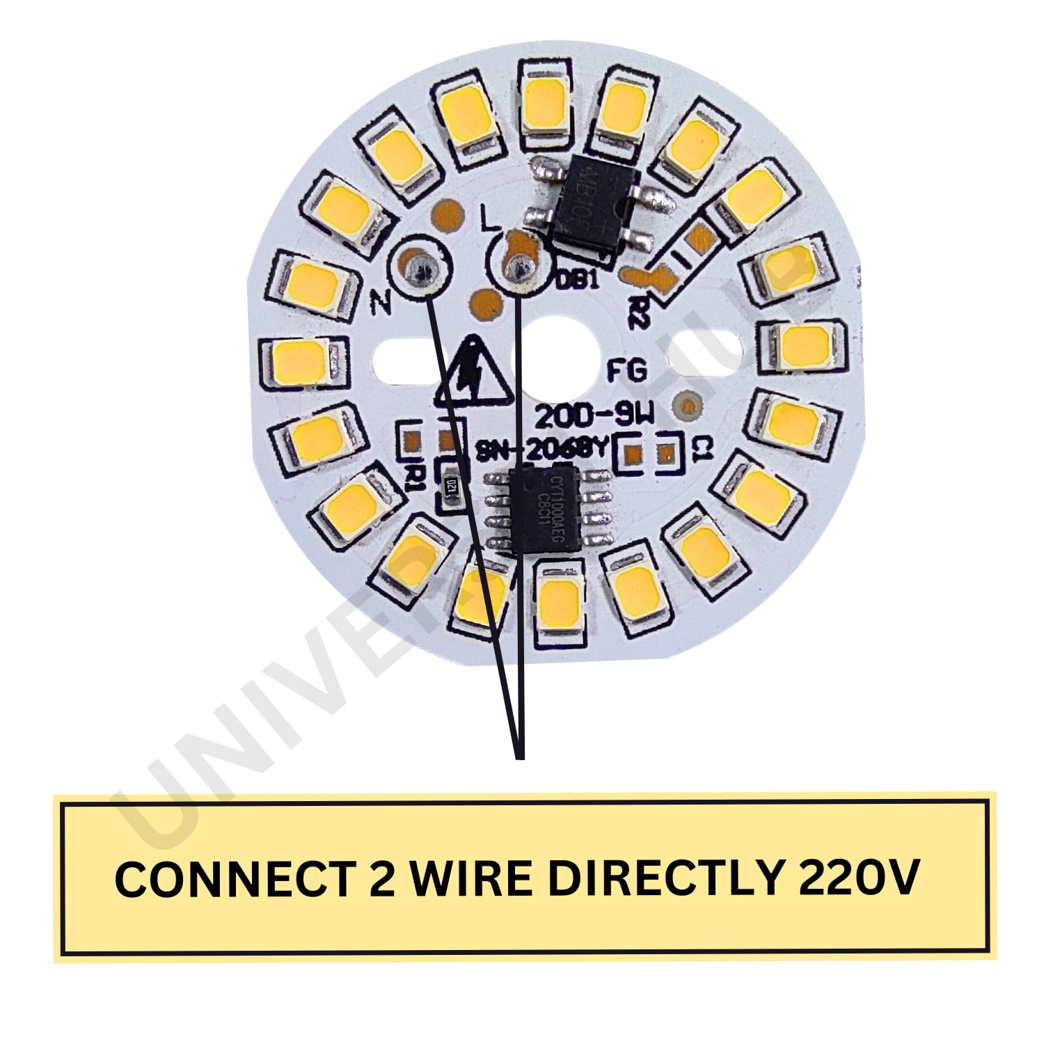 Universal HUB 9W LED B22D Light, Warm White (Yellow) - Image 2