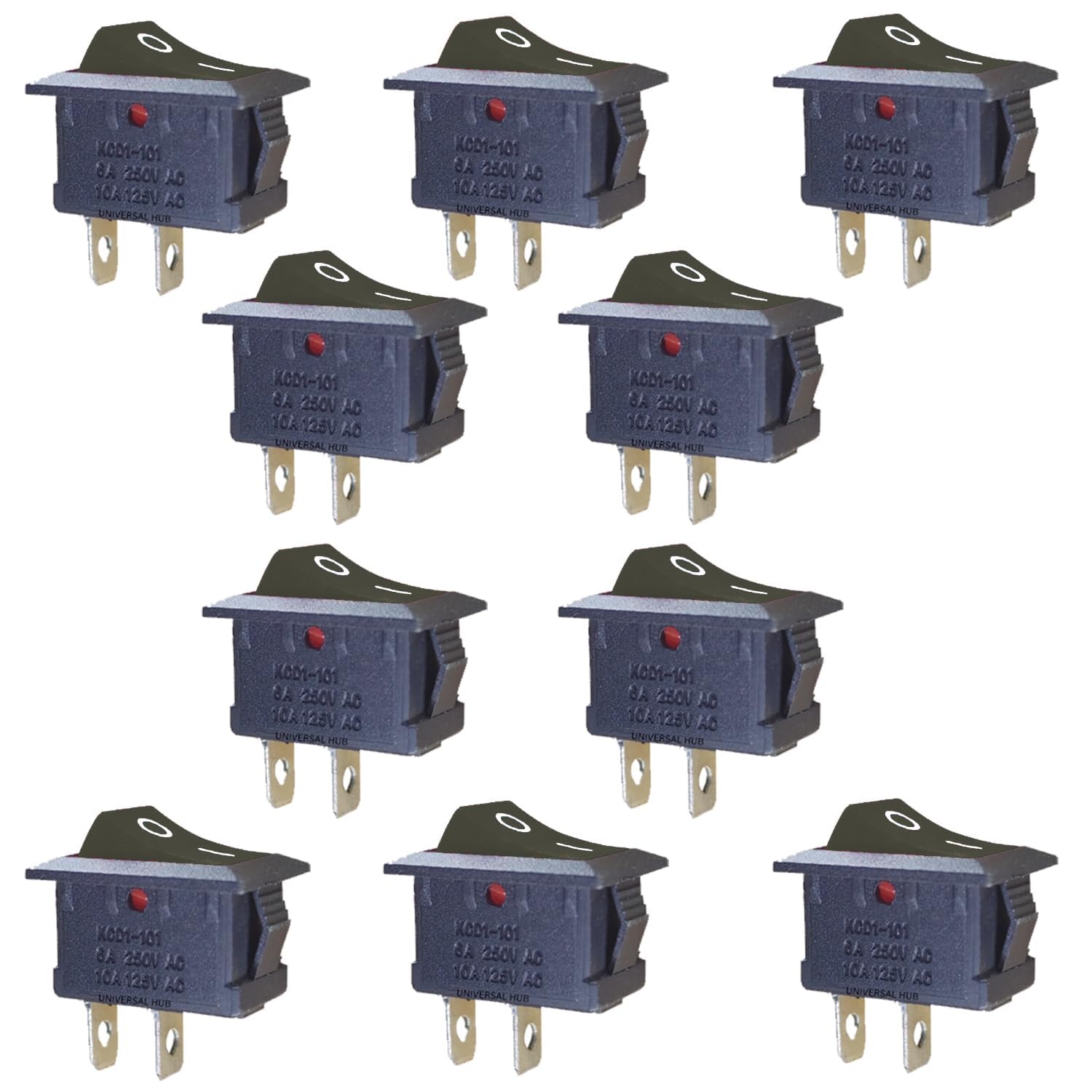 UNIVERSAL HUB 10PCS 2PIN BLACK ROCKER Switch For Electronic DIY Project And Science Experment Kit