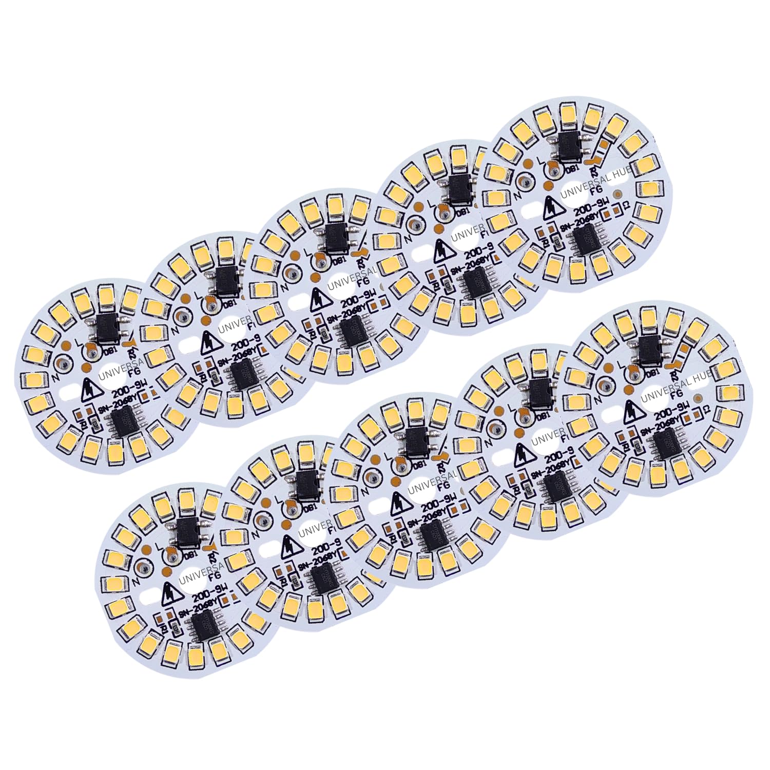 UNIVERSAL HUB 9 Watt DOB (Direct on Board) Raw Material of Warm White LED Bulb PACK OF 10