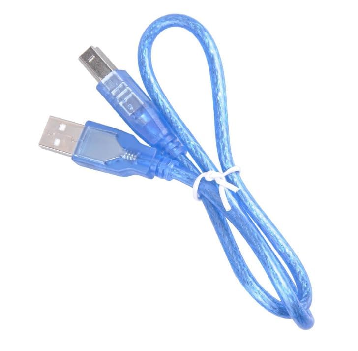 UNIVERSAL HUB USB A to B Cable for Arduino Uno and Mega, Blue, 30 cm, Compatible with Printer, Scanner, Server (1)