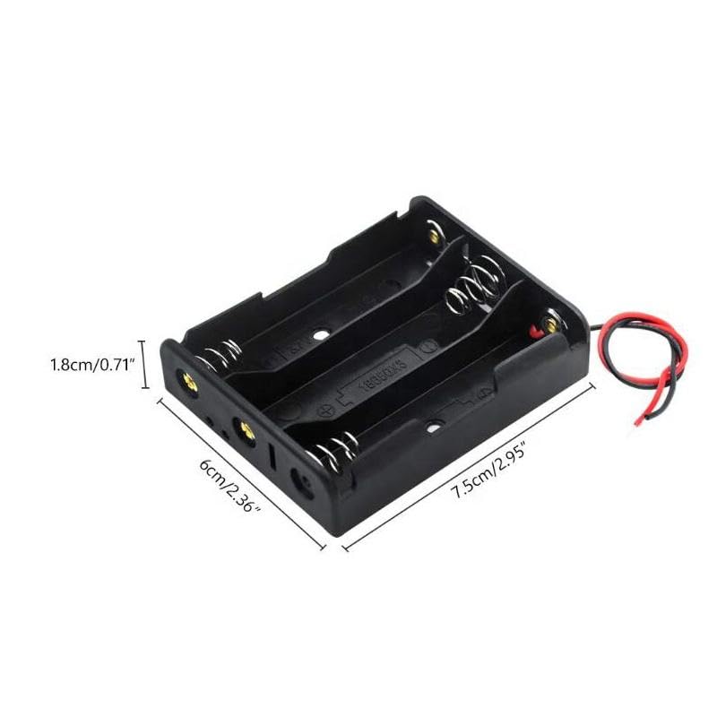 18650 Cell Lithium Battery Holder - for 3.7V li-ion Plastic case with Lead Wire Hard pin Spring Retention - Black (3 SLOT, 18650, 1, SERIES01) - Image 2