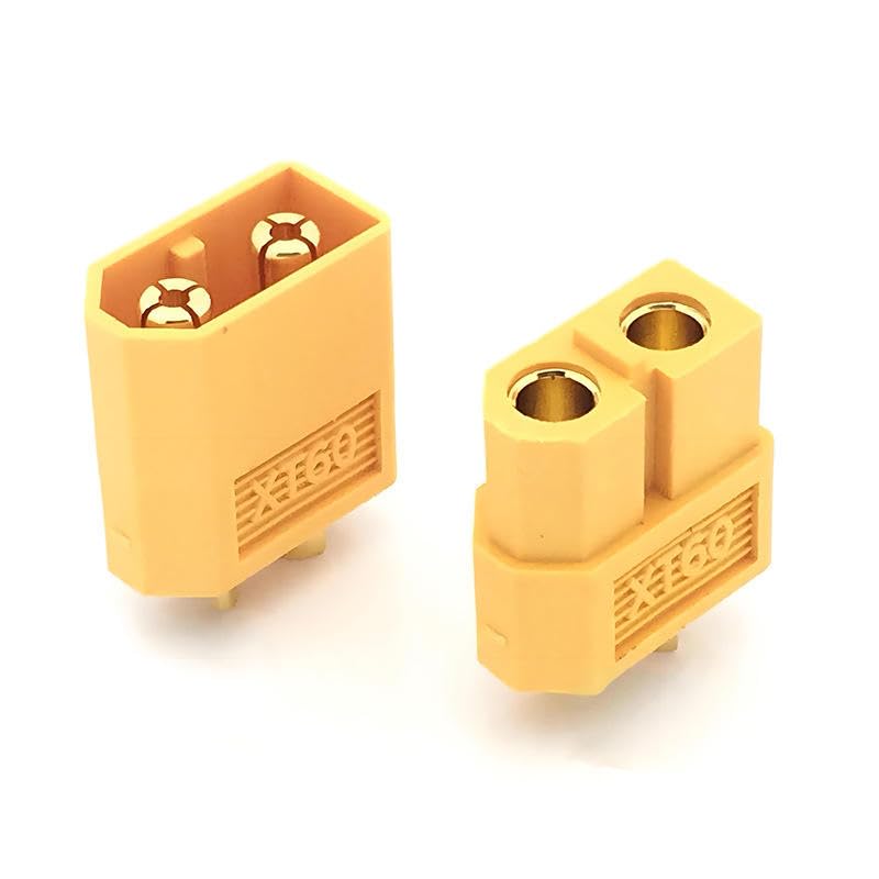 Universal Hub XT60 Connector Pin Set ? Yellow Gold Plated Battery Connector Plugs (Male & Female) for RC Lipo Batteries, Drones, and Robotics (1)