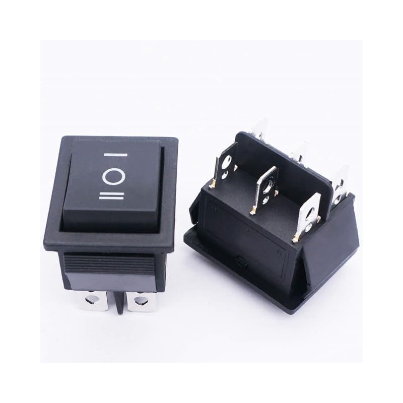 Universal Hub 4Pcs Black Heavy Duty DPDT Rocker Switch - 6 Pin 3-Position (ON-OFF-ON), 16A 250VAC / 20A 125VAC Waterproof Power Switch for Car, Boat, Truck, and DIY Projects - Image 2