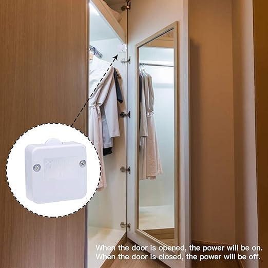 Universal Hub Automatic Wardrobe & Cabinet Door Switch ? Push-On/Off Lighting Control for Closet & Furniture Lamps White 1Pcs - Image 5
