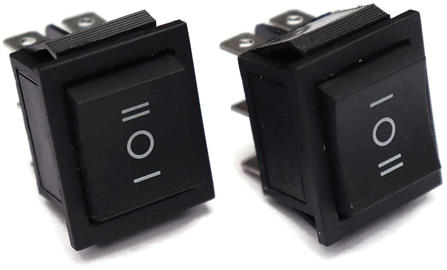 Universal Hub 2Pcs Black Heavy Duty Rocker Switch - 6 Pin DPDT (ON-Off-ON) 3-Position, 16A 250VAC / 20A 125VAC Waterproof Power Switch for Car, Boat, Truck, and DIY Projects