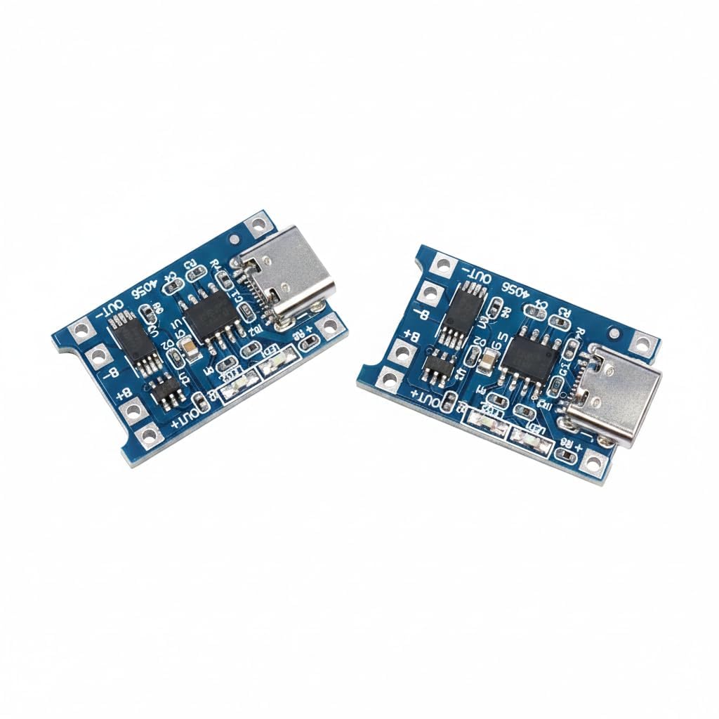 Universal Hub TP4056 USB-C Charging Module for 18650 Lithium Battery | 3.7V 1A DIY Charger Board with Overcharge & Over-Discharge Protection 2Pcs