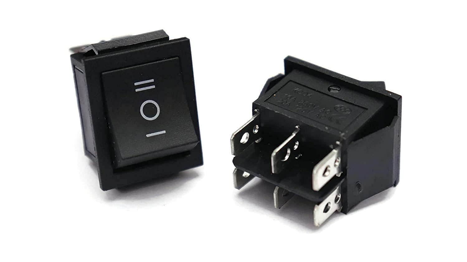 Universal Hub 2Pcs Black Heavy Duty Rocker Switch - 6 Pin DPDT (ON-Off-ON) 3-Position, 16A 250VAC / 20A 125VAC Waterproof Power Switch for Car, Boat, Truck, and DIY Projects - Image 2