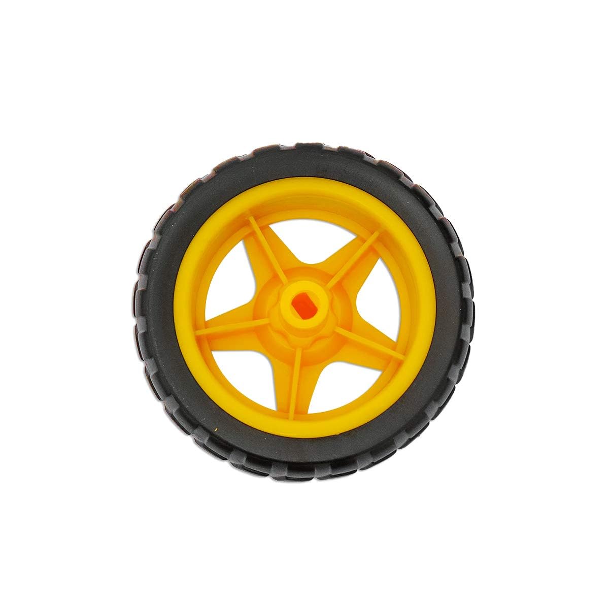 Universal Hub 65mm Robot Wheel, Reinforced Rubber Wheel, for Smart Car Robot, Black and Yellow, Pack of (BO WHEEL-1 Pcs)
