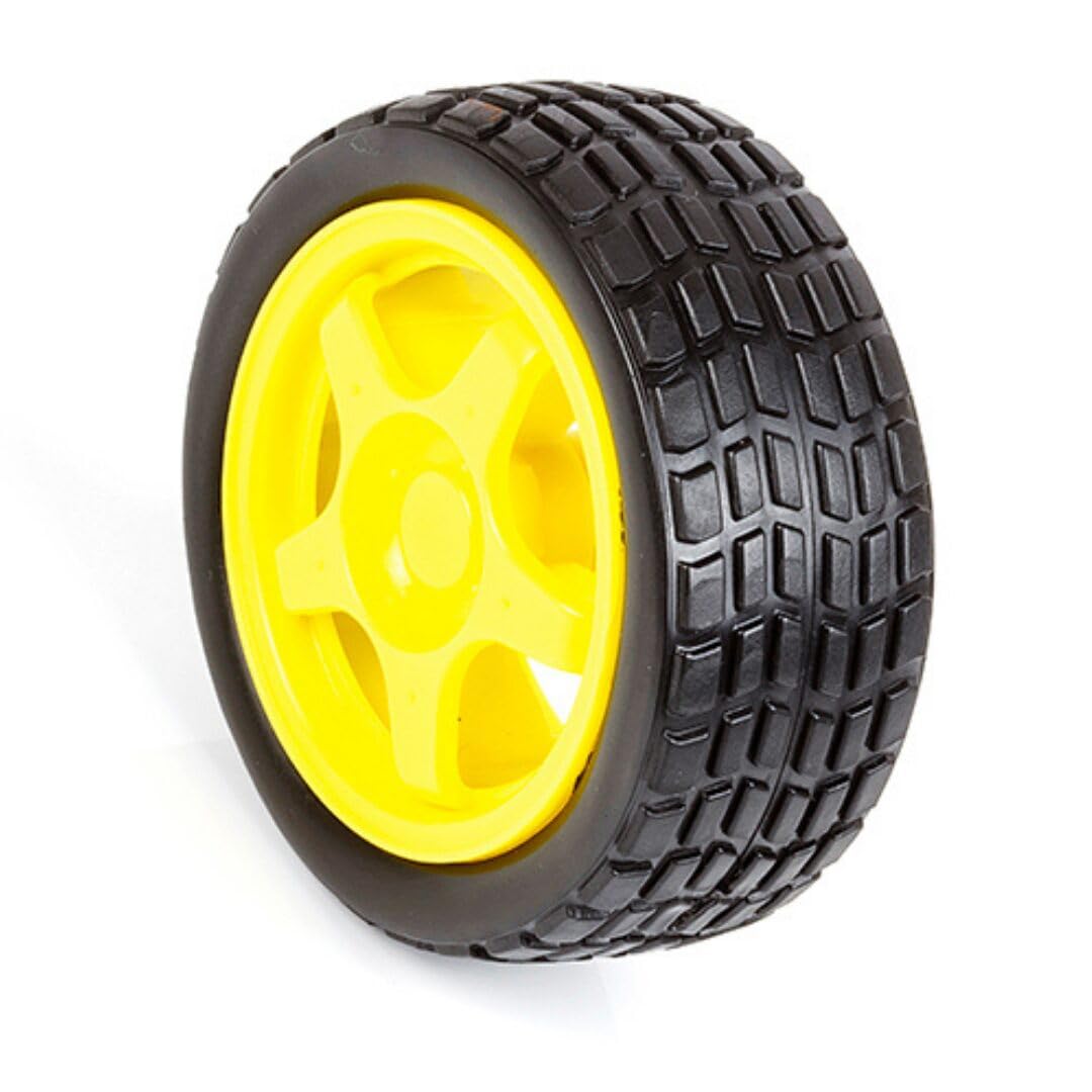 Universal Hub DC Electric Motor 3-6V Dual Shaft Geared TT Magnetic Gearbox Engine with Plastic Toy Car Tire Wheel, Mini 67mm Smart RC Car Robot Tyres Model Gear Parts (BO WHEEL, 2) - Image 4