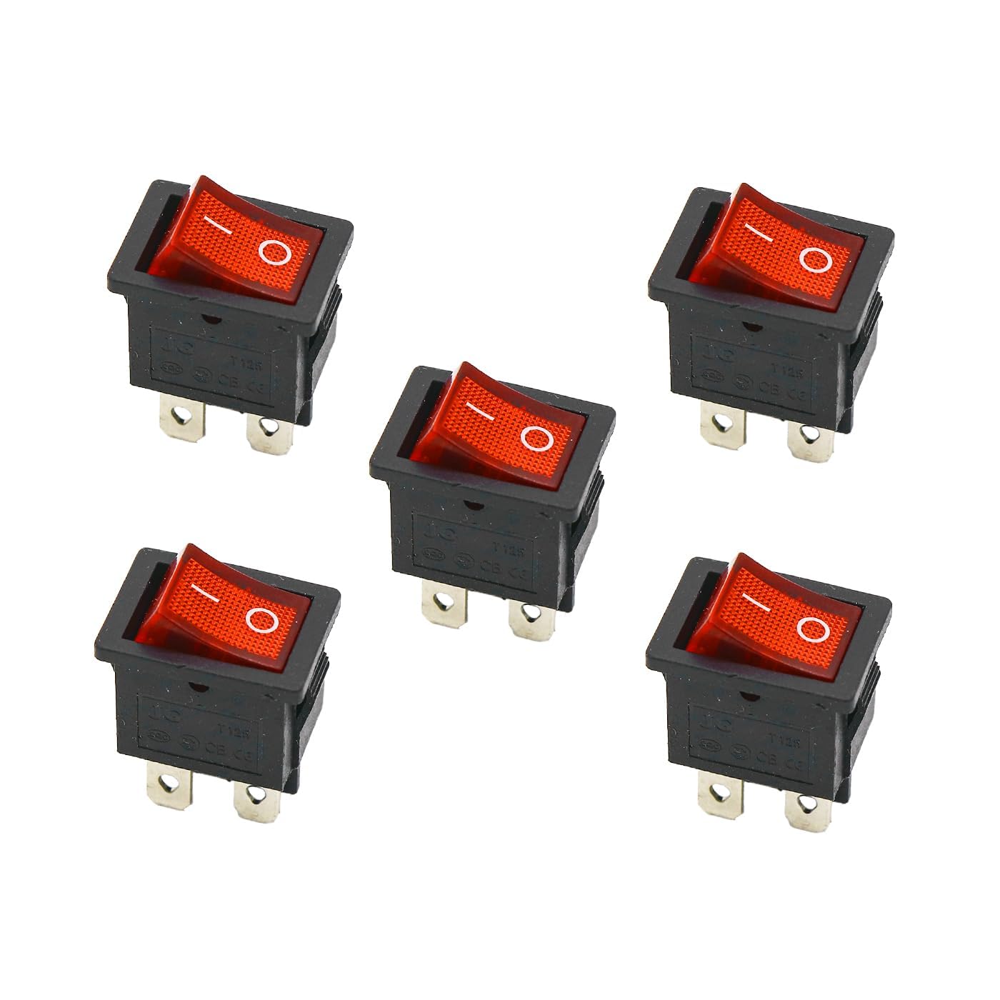 Universal Hub KCD1-104 Rocker Switch, Red, 10A 250V AC, 4 Pin DPDT, ON/OFF, Mini Plastic Switch for Appliances, Control Panels, DIY Electronics, Pack (2)