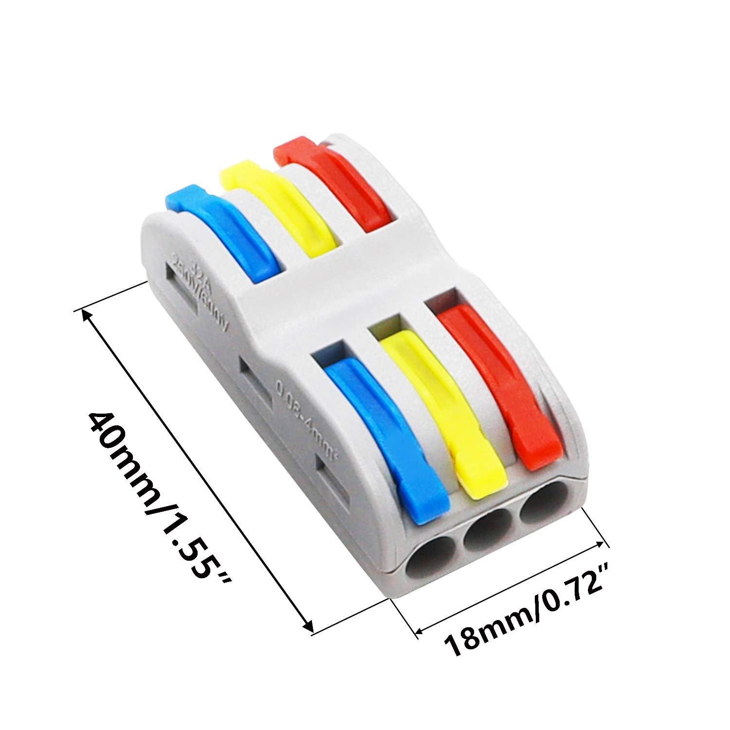 Universal Hub 3 In 3 Out Compact Wire Connectors with Lever, Quick Push-in Terminal Block, Cable Conductor Clamp for Electrical Splicing, 3 Pieces - Image 2