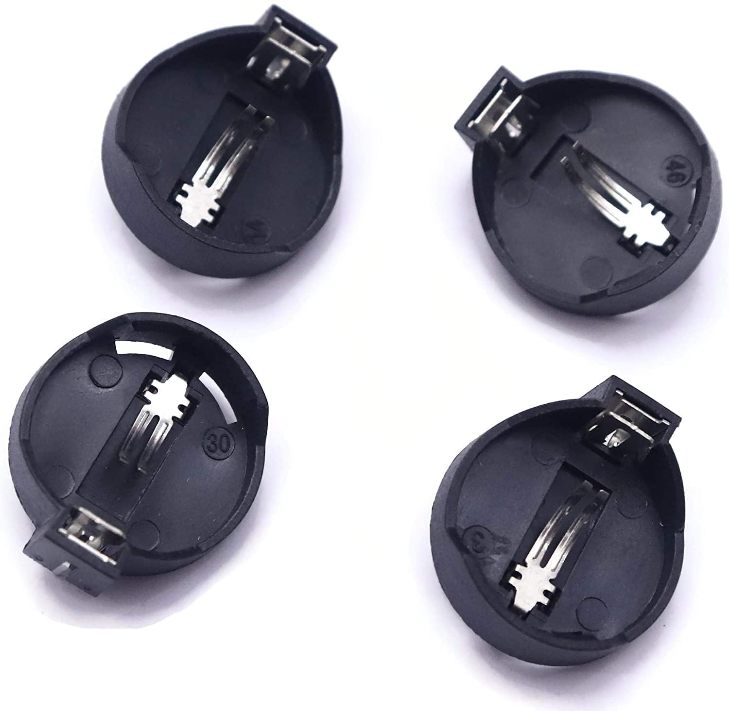 Universal Hub CR2032 Coin Cell Battery Holder, 3V Button Cell Socket Case, Black Plastic with Metal Contacts, Pack of 10 (5)