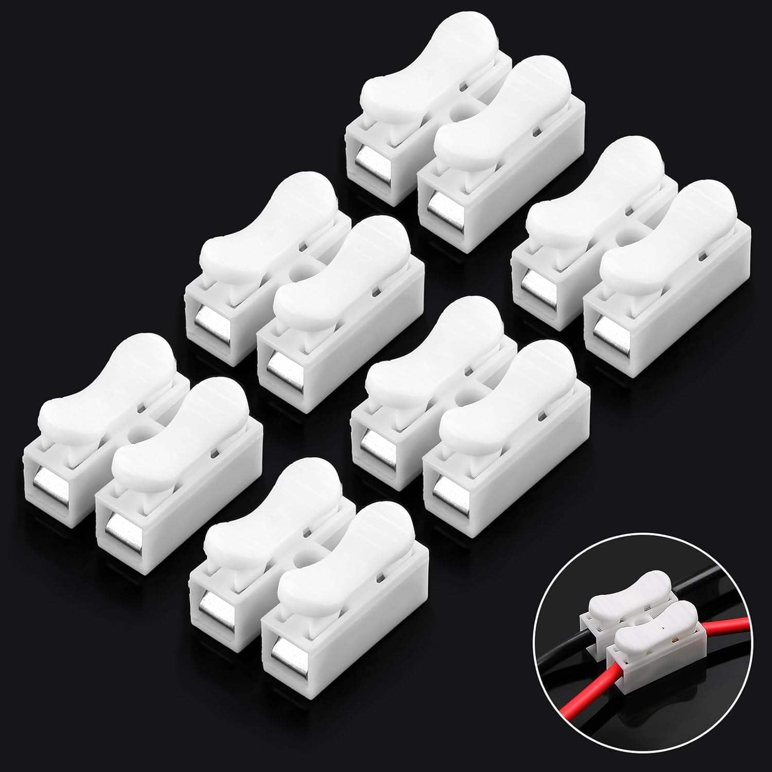 Universal Hub 25 Pcs Cable Connector Clamp Spring Connector Terminal Block FOR Wire LED Strip Light Wire Connecting Pack of 25- CH2