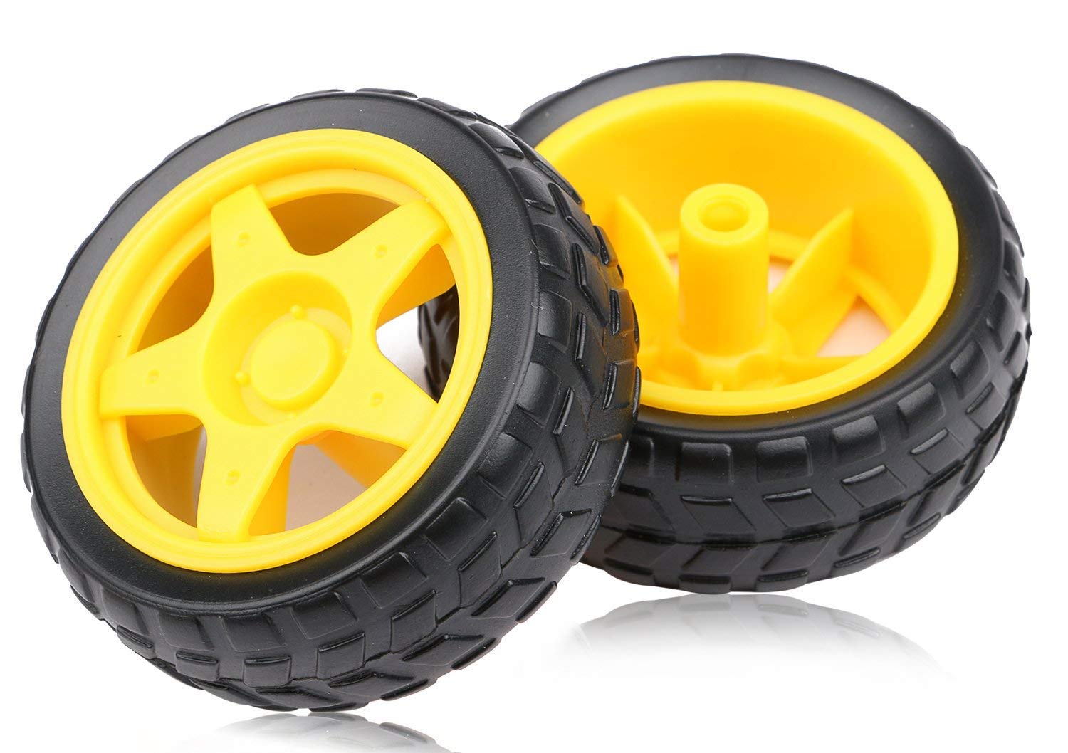 Universal Hub 4Pcs Bo Wheel For Plastic Toy Car Tire Wheel, Mini 67mm Smart RC Car Robot Tyres Model Gear Parts