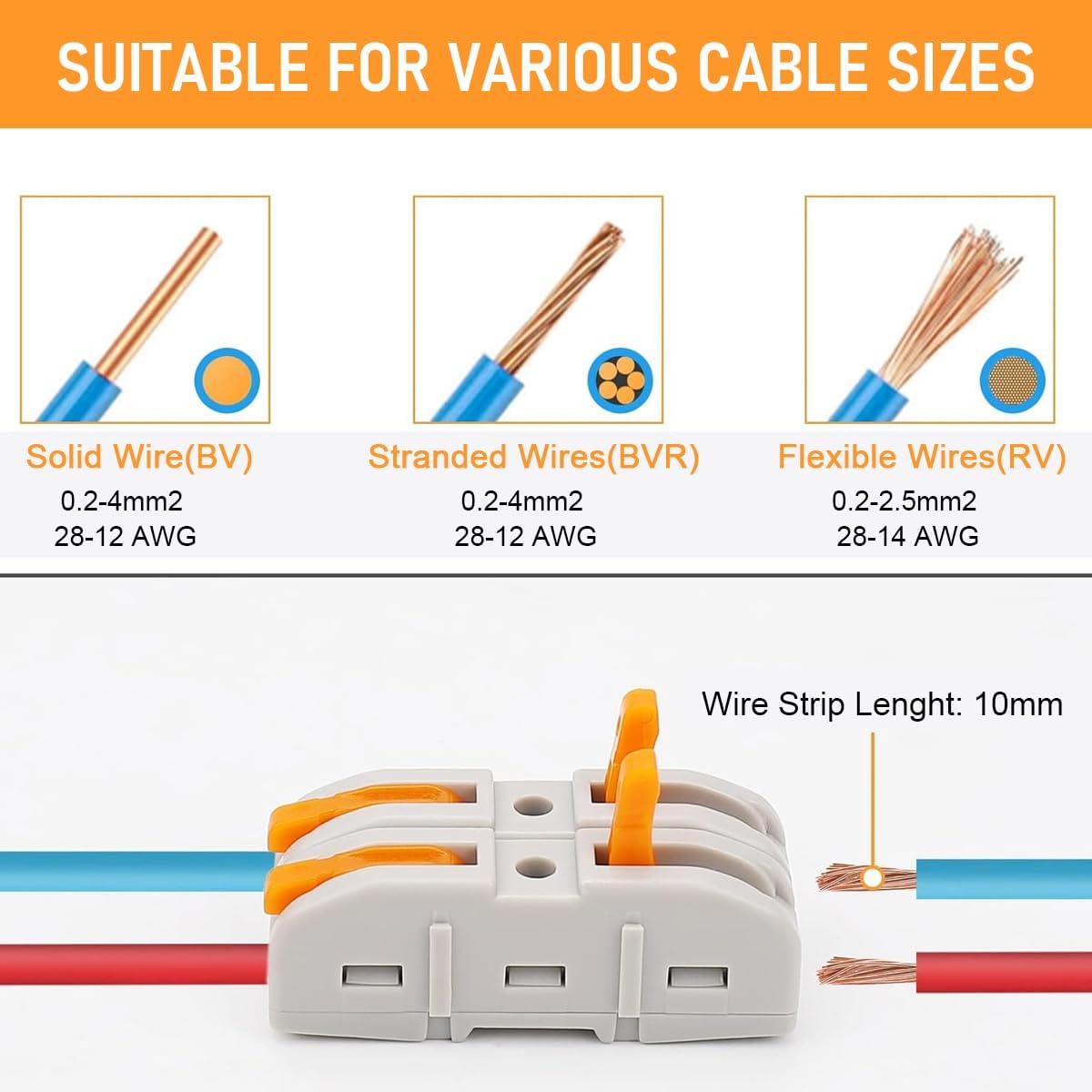 Universal Hub 2Pcs 2-Way Lever Wire Joiners - Quick-Connect Terminal Blocks for DIY Robotics, LED Wiring & 24-12 AWG Electronics Projects - Image 3