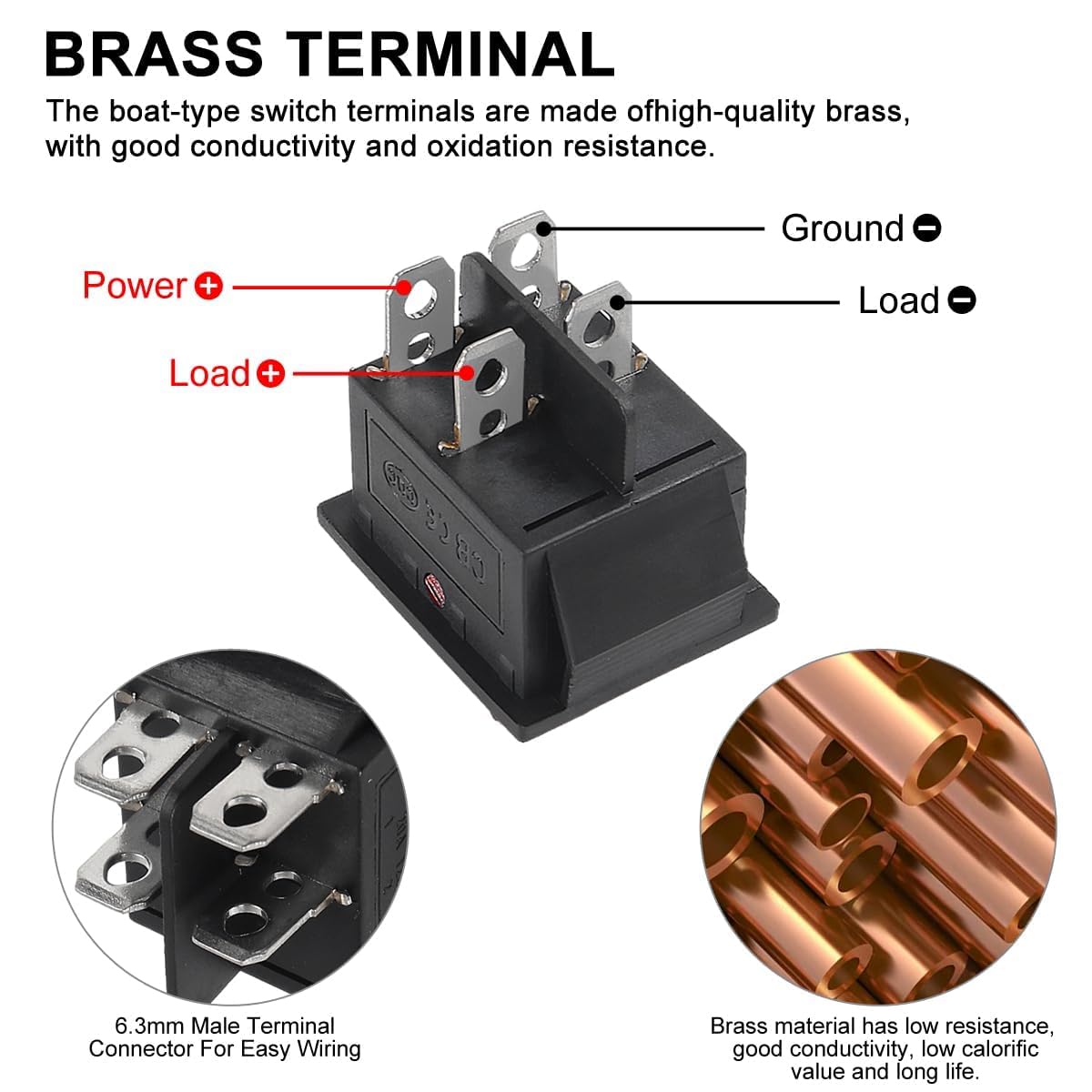 Universal Hub KCD4 16a 250v Ac Red Color 4 Pin DPDT Heavy Duty Plastic Rocker Switch Pack of 10 - Image 4