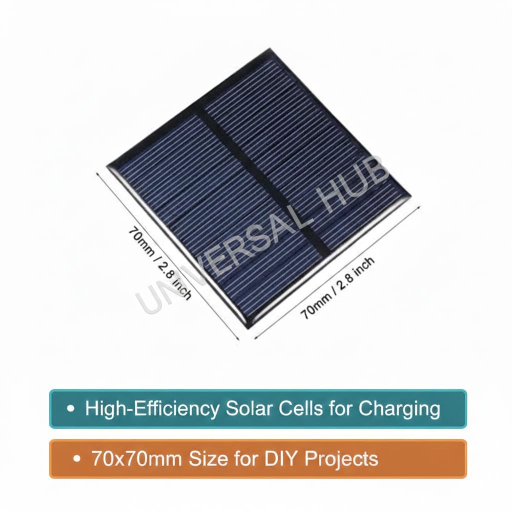 UNIVERSAL HUB 10Pcs Solar for DIY Square Shape Mini Solar Panel 6V-100 mAh (70x70x03mm) - Image 2