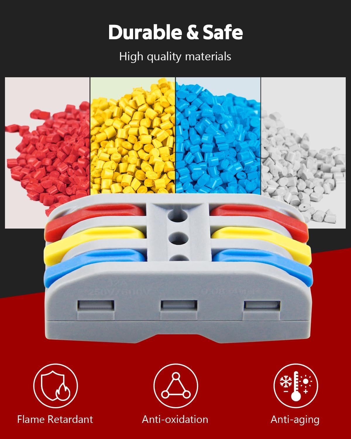 Universal Hub 5 Pieces 3 In 3 Out Compact Wire Connectors with Lever, Quick Push-in Terminal Block, Cable Conductor Clamp for Electrical Splicing, - Image 4