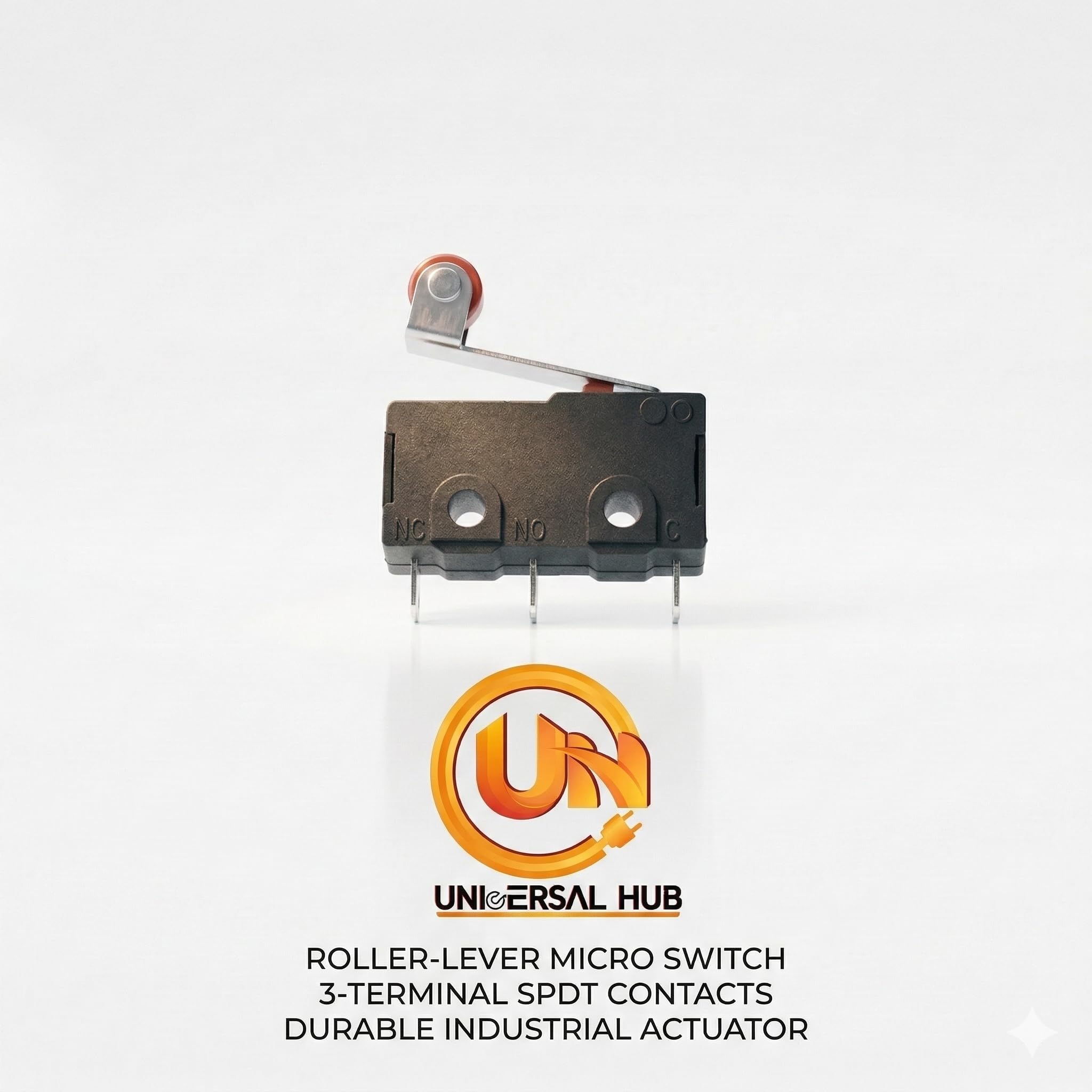 Universal Hub 2 Pieces Momentary Roller Lever Arm Micro Limit Switch, 3 Pin SPDT, AC 250V 5A, Through Hole Mount - Image 2