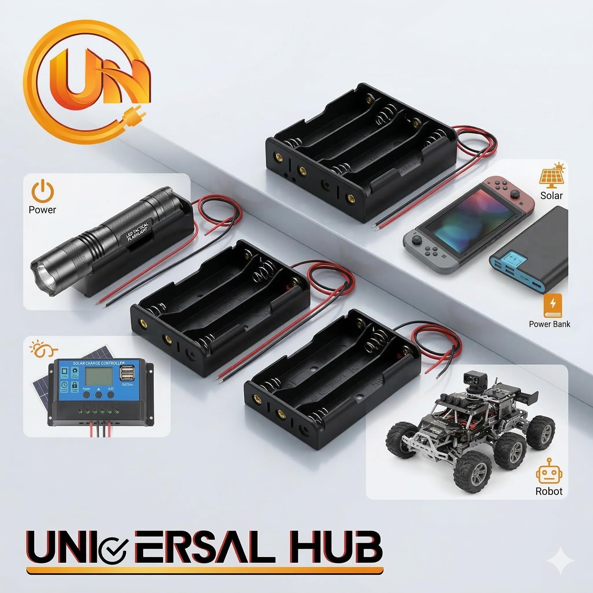 18650 Cell Lithium Battery Holder - for 3.7V li-ion Plastic case with Lead Wire Hard pin Spring Retention - Black (2 SLOT, 18650, 5, SERIES01) - Image 3