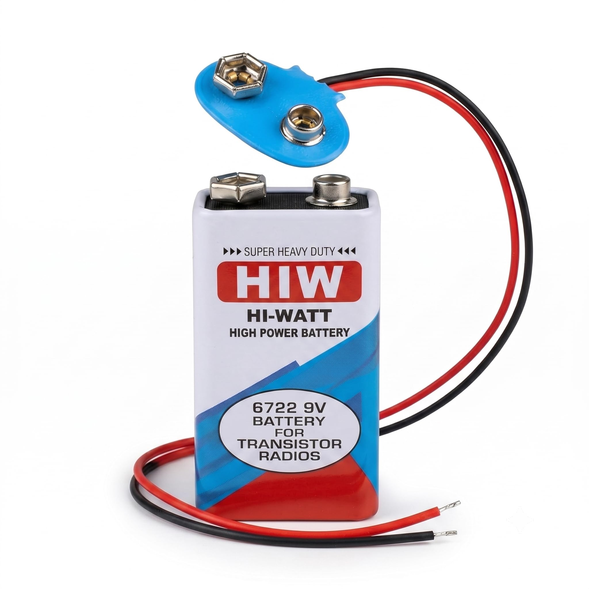 Universal Hub 9 Volt Battery Holder | DC 9V Power Supply Connector Case with Bare Wires for Ardino & Science Experiments (1, 9V BATTERY & CLIP SET)