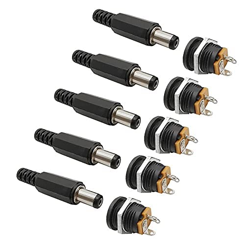 Universal Hub 5 Pairs Solderless 5.5 x 2.1mm DC Power Jack & Plug Set, Screw Terminal Panel Mount Connector for 12V CCTV & DIY Electronics - Image 7