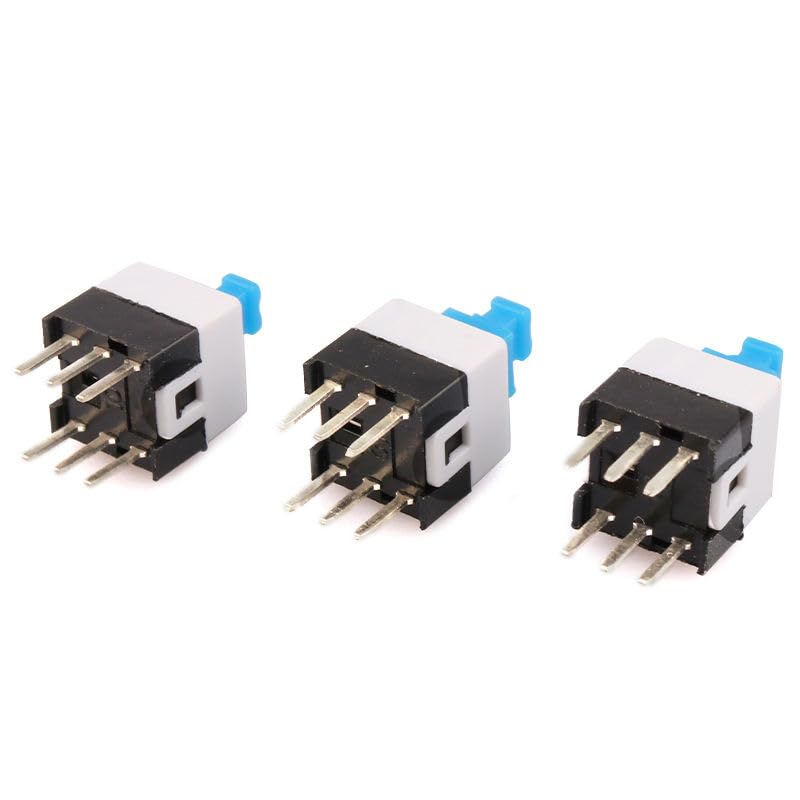 Universal Hub 10PCS 6-Pin DPDT Latching Tactile Push Button Switch, 7x7mm, Self-Lock, 30V DC 0.1A, for PCB Electronics - Image 3