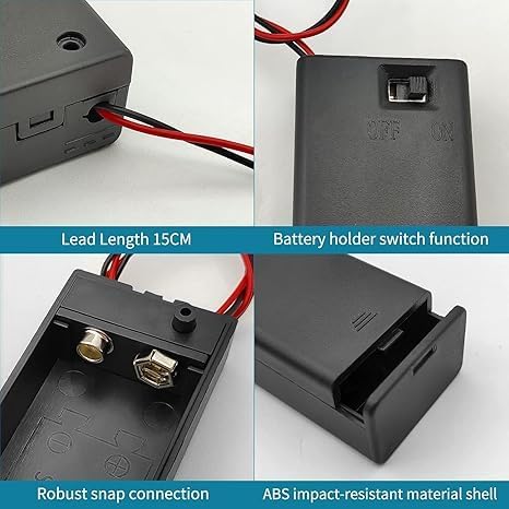 Universal Hub 5-Pack 9V Battery & 5 Enclosed Holder Set with Wire Leads for DIY Projects - Image 9
