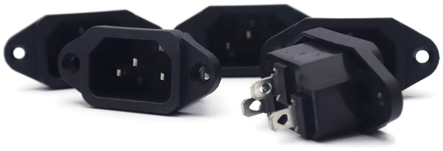 UNIVERSAL HUB 2PCS IEC 320 C14 Male Panel Mount Socket, 3-Pin, AC 250V 10A,for Desktop PC, PDU, 3D Printer, CNC Machine - Image 4