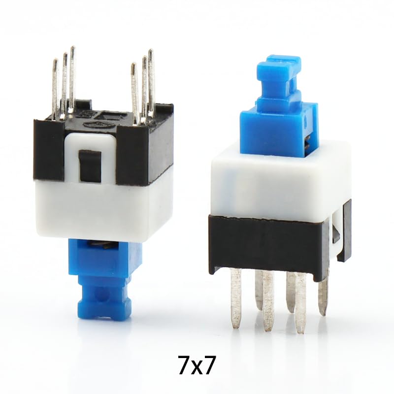 Universal Hub 10PCS 6-Pin DPDT Latching Tactile Push Button Switch, 7x7mm, Self-Lock, 30V DC 0.1A, for PCB Electronics - Image 2