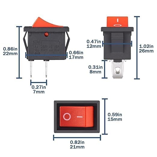 Pack of 100 | 2-Pin Red Plastic Button | Small Mini Boat On/Off Rocker Switch Snap in - Image 3