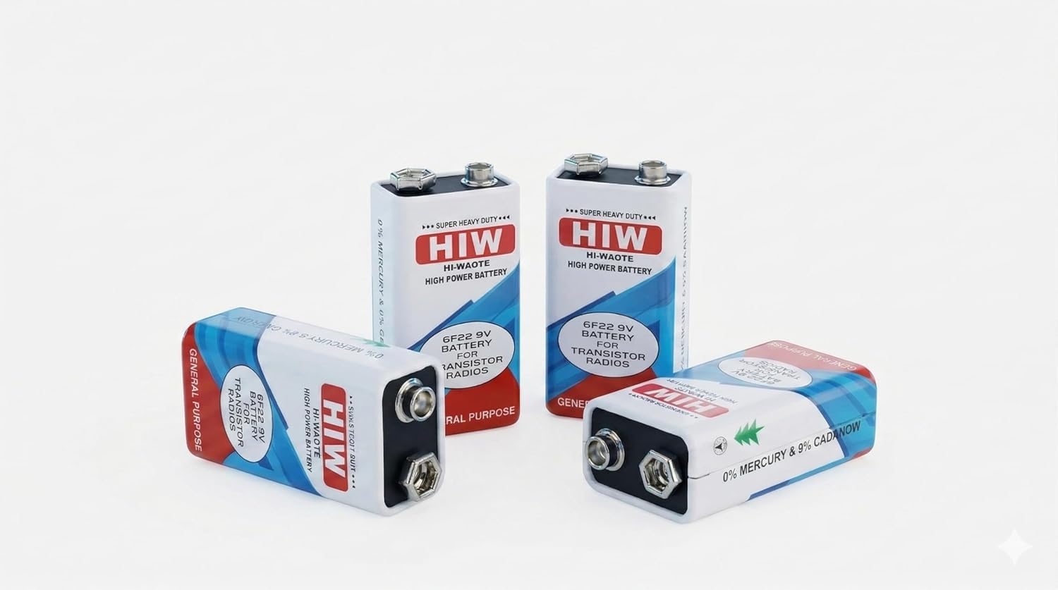 Universal Hub 5Pcs 9V High-Power Battery | Heavy Duty Original Power Cell for DIY Projects, Multimeters, Toys & Smoke Alarms