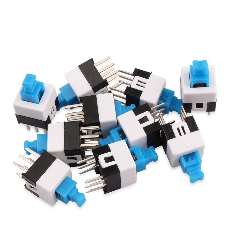 Universal Hub 10PCS 6-Pin DPDT Latching Tactile Push Button Switch, 7x7mm, Self-Lock, 30V DC 0.1A, for PCB Electronics - Image 5