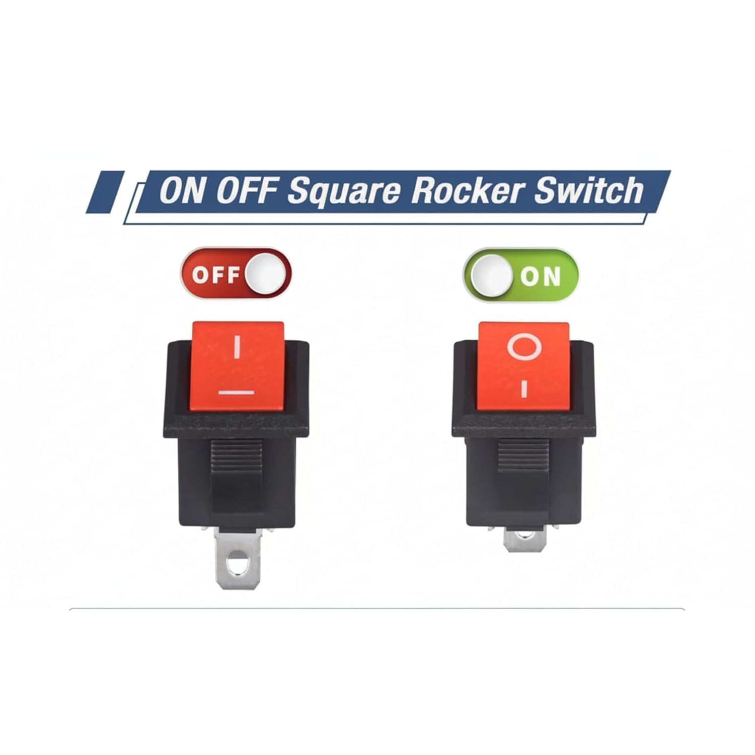 Pack of 100 | 2-Pin Red Plastic Button | Small Mini Boat On/Off Rocker Switch Snap in - Image 8