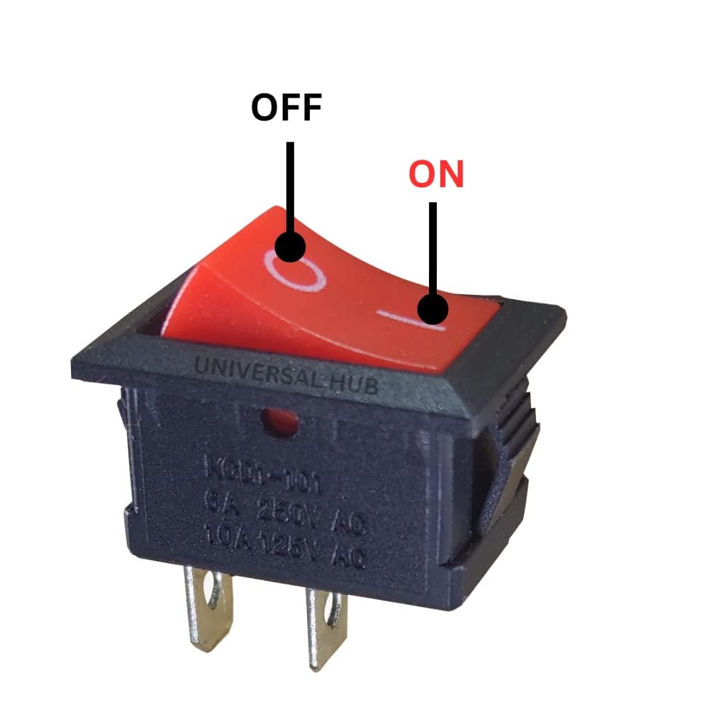 10 Pcs -Pack Mini Boat Rocker Switch, 2-Pin ON/OFF Snap-in Switch, Red Plastic Button, for Car, Marine, and DIY Electronics - Image 2