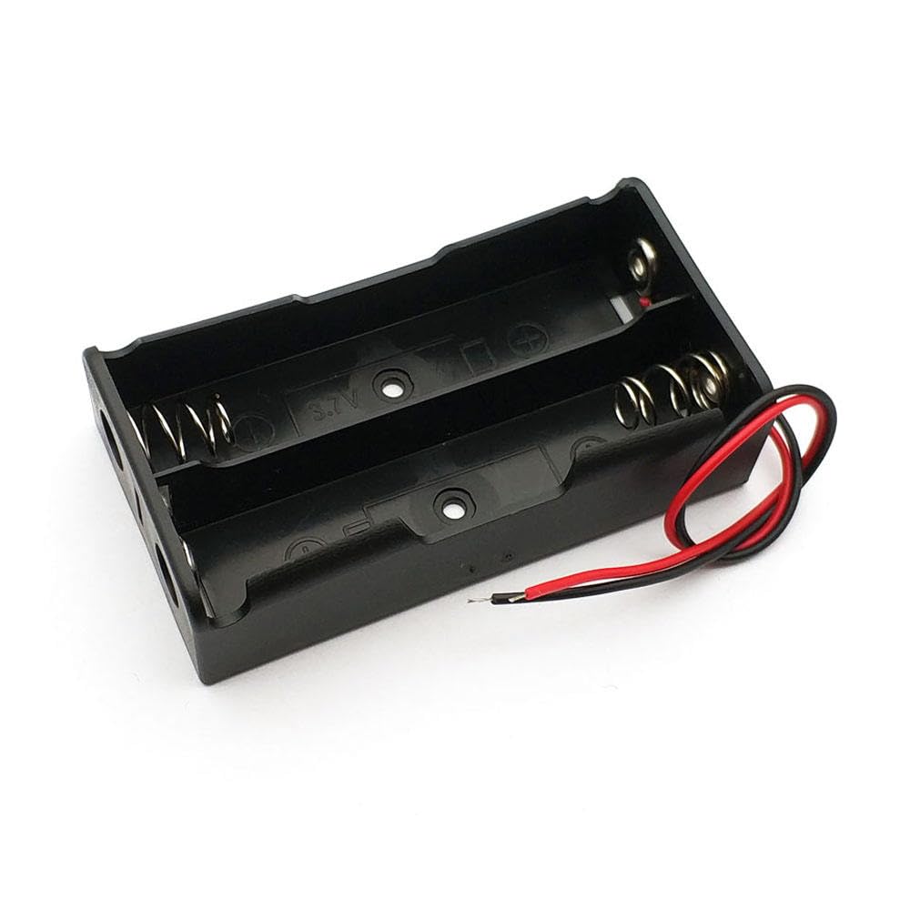 Universal Hub 18650 Battery Holder with Wire Leads, 3.7V Lithium Storage Case for DIY Robotics and LED Projects (Double -Slot)
