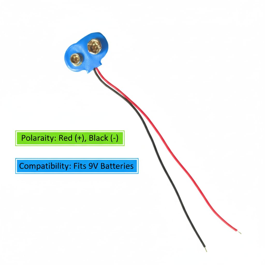 UNIVERSAL HUB 9V Battery (Pack of 2) with 2 Battery Snapper Clips ? Non-Rechargeable Zinc Carbon Battery for LED Circuits, Sensors & Student DIY Kits - Image 3
