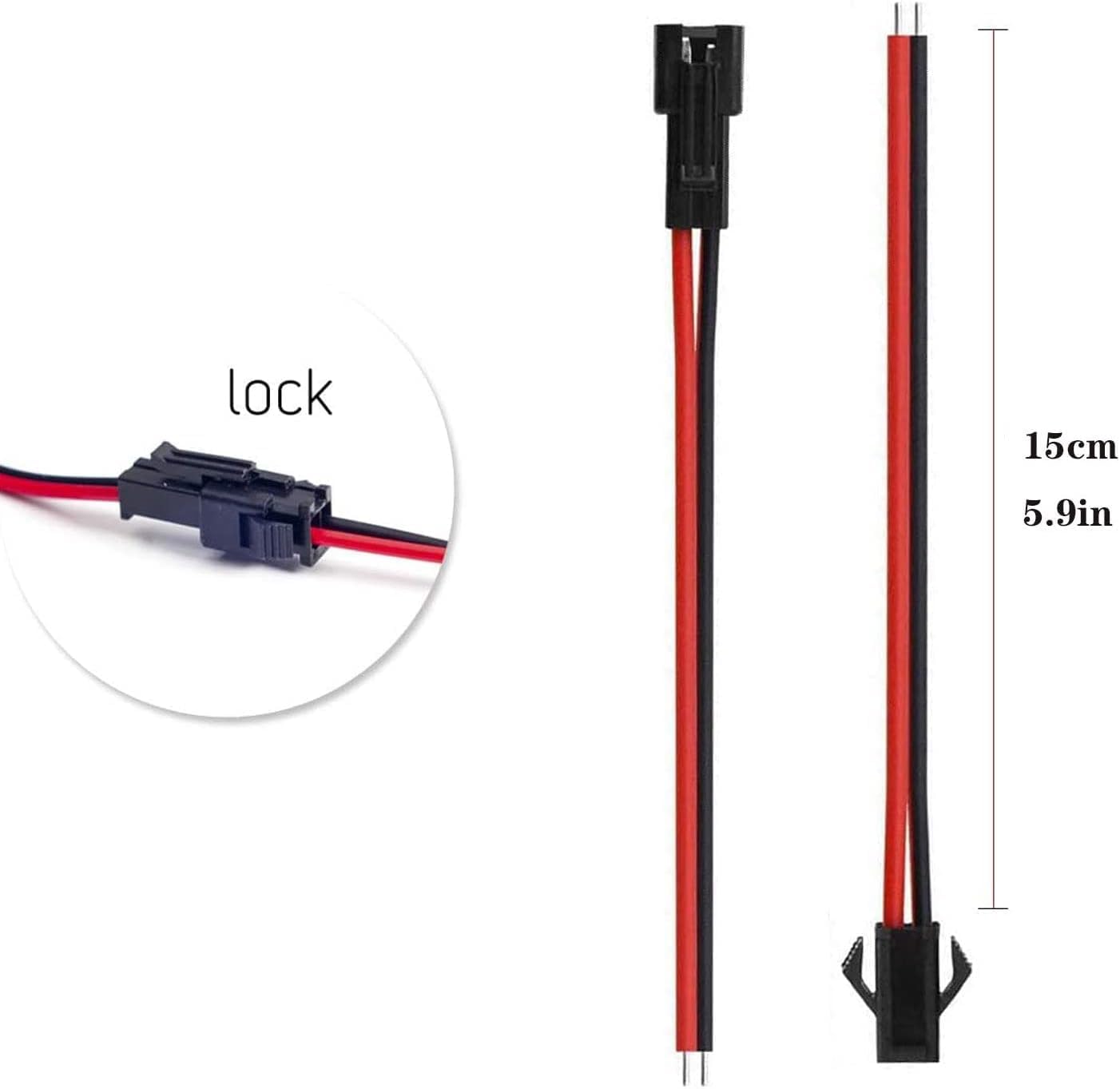 UNIVERSAL HUB 20Pair 22 AWG JST SM 2 Pin Plug Male and Female Connector Adapter with 115 mm Electrical Cable Wire for LED Light - Image 8