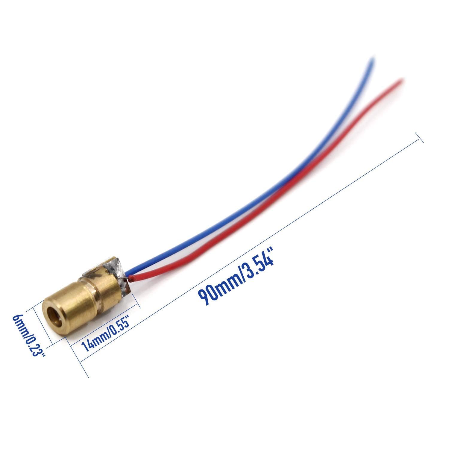 5PCS 5V Laser Diode Sensor, Copper Semiconductor Laser Tube, 6mm Outer Diameter, 14mm Length, Point-like Laser Head with Wire Leads - Image 6