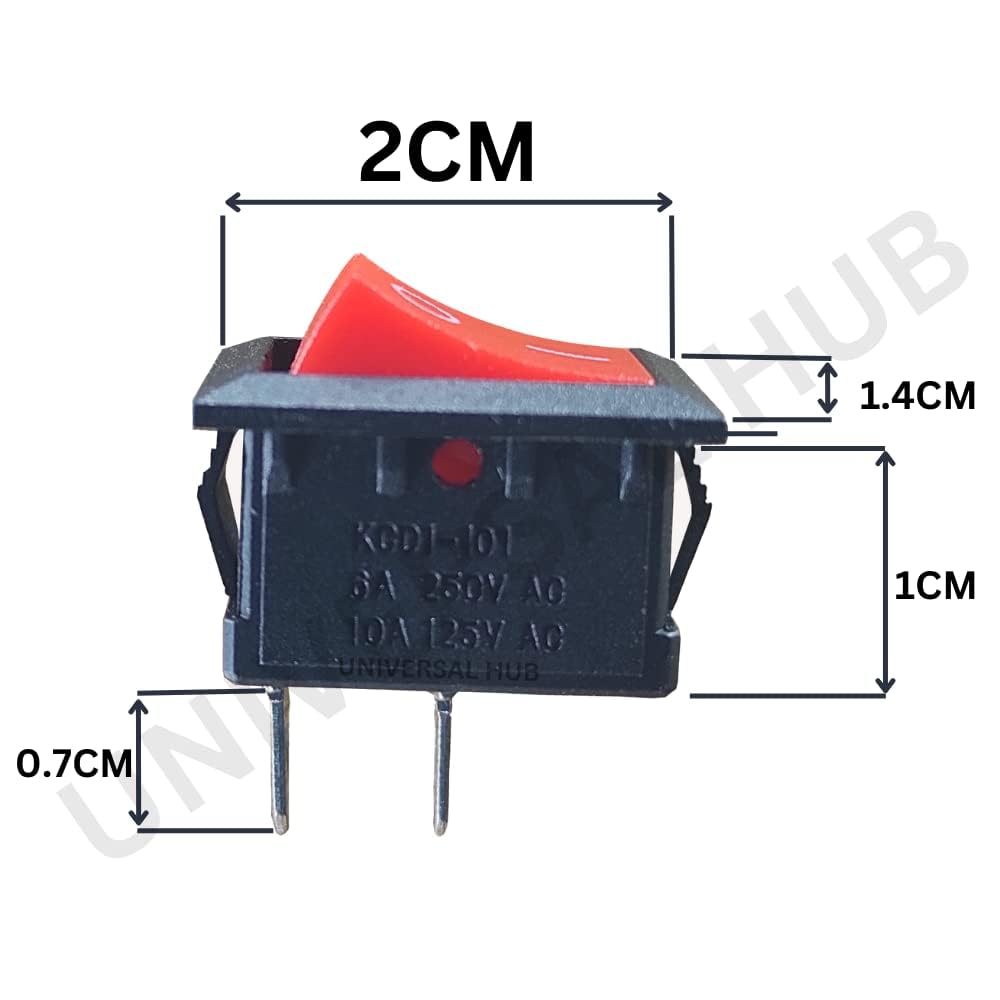 Pack of 100 | 2-Pin Red Plastic Button | Small Mini Boat On/Off Rocker Switch Snap in - Image 4