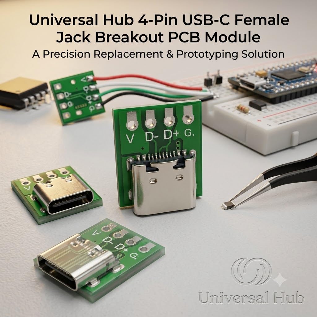 Universal Hub Type-C 4-Pin Female Breakout Board - Reversible Charging Port for DIY Electronics - Image 2