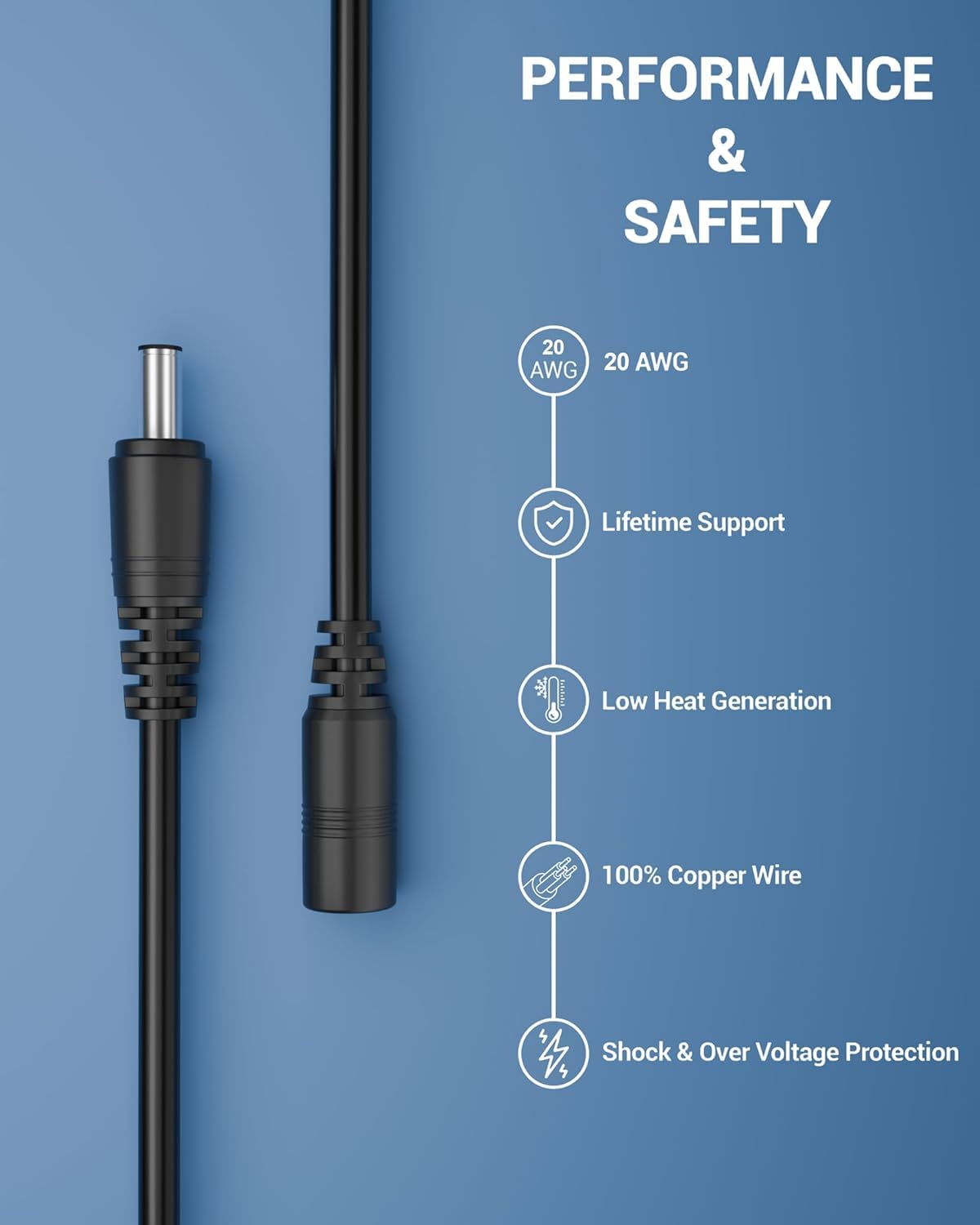 Universal Hub 5 Pair Ultra Thick DC Power Connector Set, 12V 5A Male & Female Screw Terminal Adapter, 5.5mm x 2.1mm Solderless Barrel Jack for High-Power CCTV Security Camera, LED Strips & DVR - Image 4